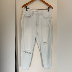 Flying Monkey Light Blue Distressed Cropped Boyfriend Jeans, Sz 29